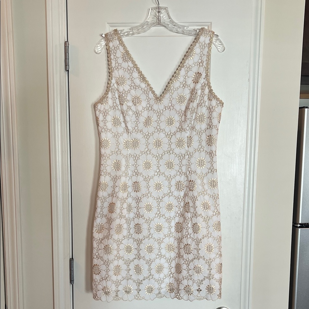 Lilly Pulitzer White and Gold Mini Dress